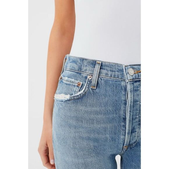 NWT AGOLDE Riley Long High Rise Straight Jeans in Quiver, Size 32 - Picture 9 of 16